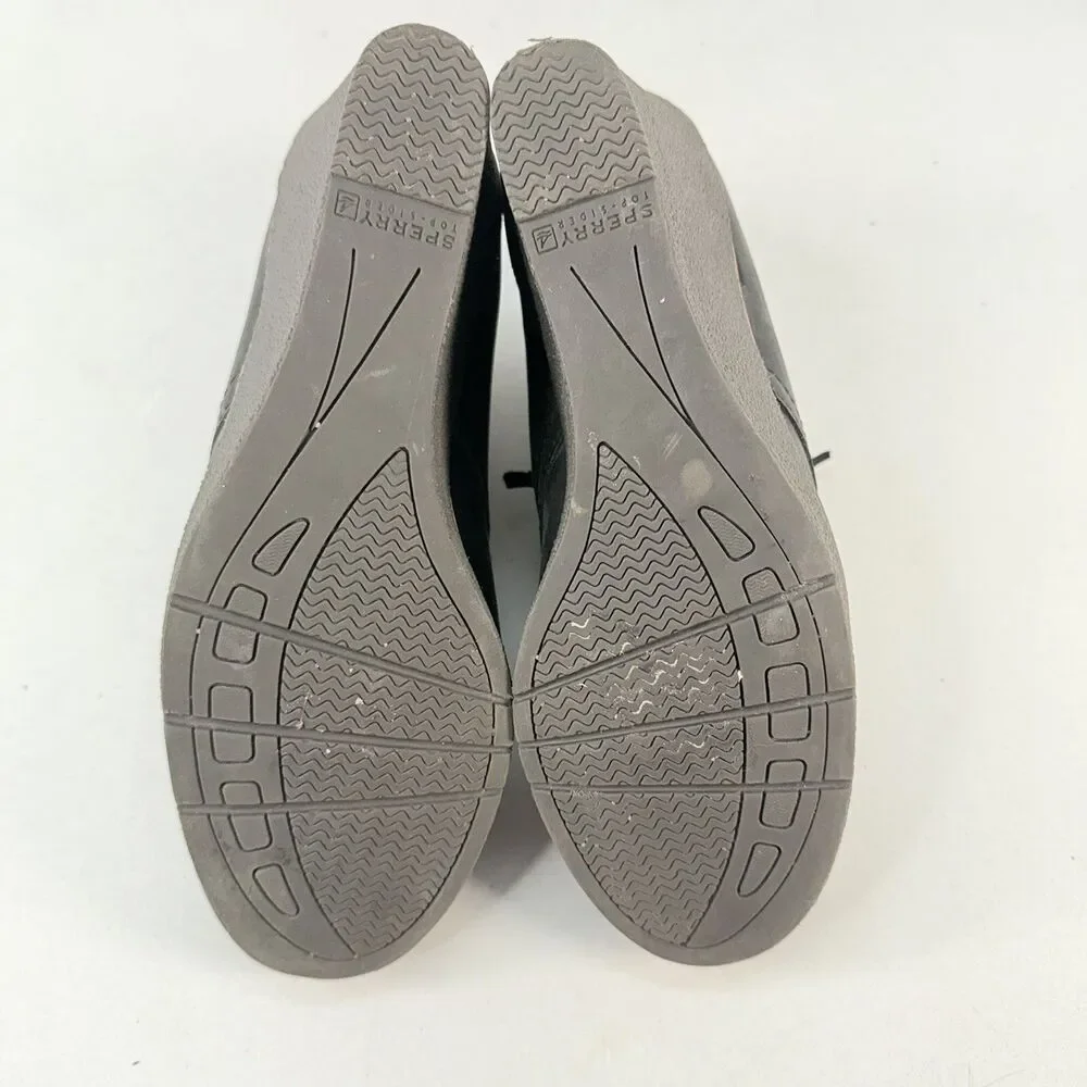 SPERRY Top Sider Harlow Black Leather Booties Wedge STS90491 Size 9.5 M